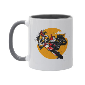 Motocross, Κούπα χρωματιστή γκρι, κεραμική, 330ml