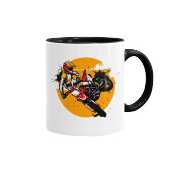 Motocross, Κούπα χρωματιστή μαύρη, κεραμική, 330ml
