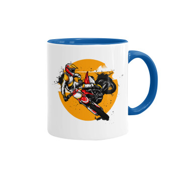 Motocross, Κούπα χρωματιστή μπλε, κεραμική, 330ml