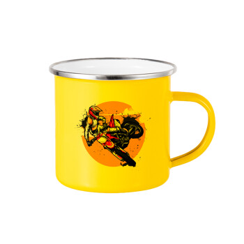 Motocross, Yellow Enamel Metallic Cup 360ml