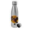 Metallic water bottle, stainless steel, 750ml