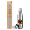 Easter Set, metallic stainless thermos flask (500ml) & scented flat Easter candle (30cm) (GRAY)