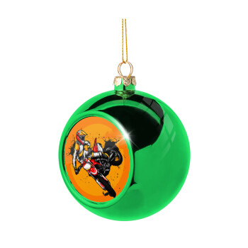 Motocross, Green Christmas tree ornament ball 8cm