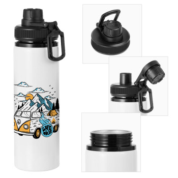 Life is a trip, Metal water bottle with safety cap, aluminum 850ml