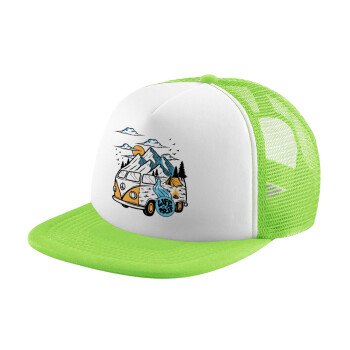 Life is a trip, Adult Soft Trucker Hat with Mesh GREEN/WHITE (POLYESTER, ADULT, ONE SIZE)