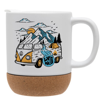 Life is a trip, Ceramic coffee mug Cork (MAT), 330ml (1pcs)