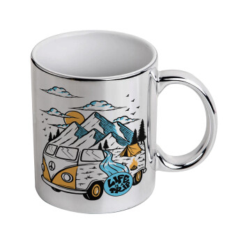 Life is a trip, Mug ceramic, silver mirror, 330ml