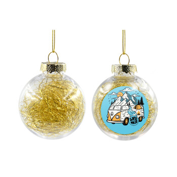 Life is a trip, Transparent Christmas tree ball ornament with gold filling 8cm