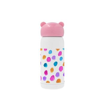 Watercolor dots, Pink stainless steel thermal flask, 320ml