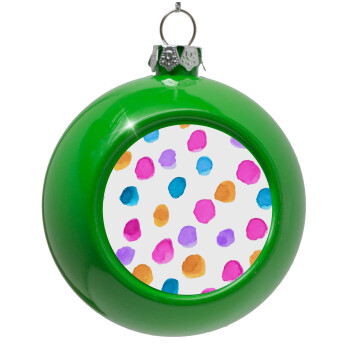 Watercolor dots, Green Christmas tree ornament bauble 8cm