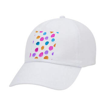 Watercolor dots, Καπέλο Ενηλίκων Baseball Λευκό 5-φύλλο (POLYESTER, ΕΝΗΛΙΚΩΝ, UNISEX, ONE SIZE)