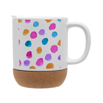 Watercolor dots, Ceramic coffee mug Cork (MAT), 330ml (1pcs)