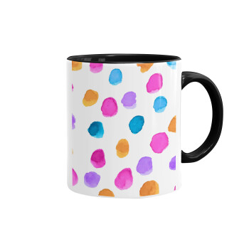 Watercolor dots, Mug colored black, ceramic, 330ml