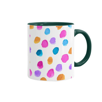 Watercolor dots, Mug colored green, ceramic, 330ml