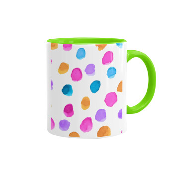 Watercolor dots, Mug colored light green, ceramic, 330ml