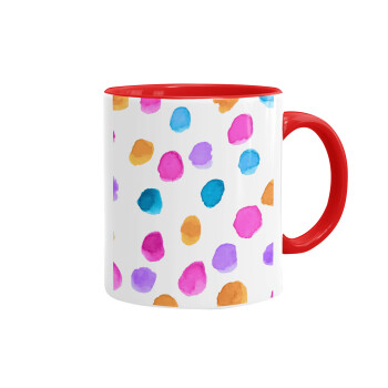 Watercolor dots, Mug colored red, ceramic, 330ml