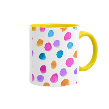 Watercolor dots, Mug colored yellow, ceramic, 330ml