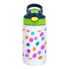 Children's hot water bottle, stainless steel, with safety straw, green, blue (350ml)