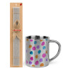 Easter Set, metallic thermal cup (300ml) & Easter aromatic flat candle (30cm) (GRAY)