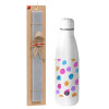 Easter Set, metallic Inox water bottle (700ml) & Easter scented flat candle (30cm) (GRAY)