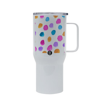 Watercolor dots, Mega Stainless steel Tumbler with lid, double wall 750L