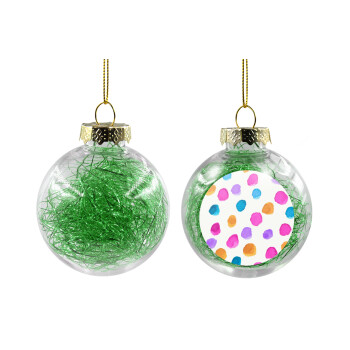 Watercolor dots, Transparent Christmas tree ball ornament with green filling 8cm