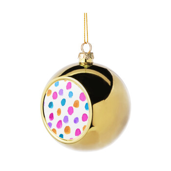 Watercolor dots, Golden Christmas tree ball ornament 8cm