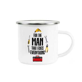 For the man that fixes everything!, Metallic enamel cup white 360ml