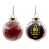 Transparent Christmas tree ball ornament with red filling 8cm