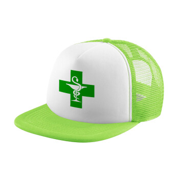 Φαρμακείο, Adult Soft Trucker Hat with Mesh GREEN/WHITE (POLYESTER, ADULT, ONE SIZE)