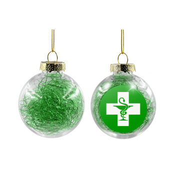 Φαρμακείο, Χριστουγεννιάτικη μπάλα δένδρου διάφανη με πράσινο γέμισμα 8cm