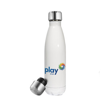 Play by ΟΠΑΠ, Metal mug thermos White (Stainless steel), double wall, 500ml