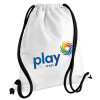 Backpack pouch GYMBAG white, with pocket (40x48cm) & thick cords