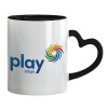 Mug heart black handle, ceramic, 330ml