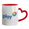 Mug heart red handle, ceramic, 330ml