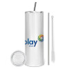 Eco friendly stainless steel tumbler 600ml, with metal straw & cleaning brush