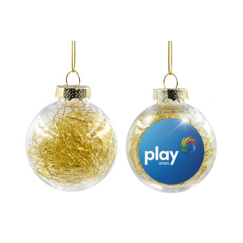 Play by ΟΠΑΠ, Transparent Christmas tree ball ornament with gold filling 8cm