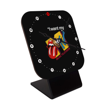 I want my MTV, Quartz Wooden table clock with hands (10cm)