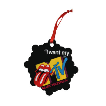 I want my MTV, Christmas ornament snowflake wooden 7.5cm