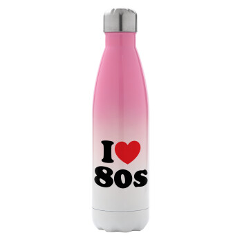 I Love 80s, Μεταλλικό παγούρι θερμός Ροζ/Λευκό (Stainless steel), διπλού τοιχώματος, 500ml