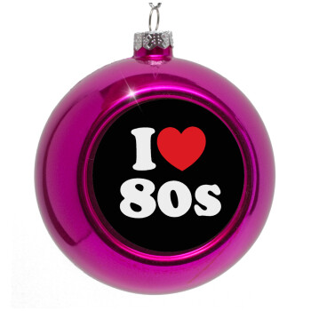 I Love 80s, Purple Christmas tree ornament bauble 8cm