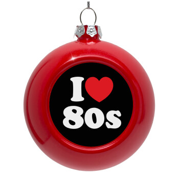 I Love 80s, Red Christmas tree ornament bauble 8cm