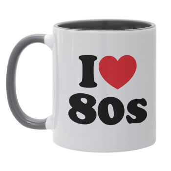 I Love 80s, Mug colored grey, ceramic, 330ml