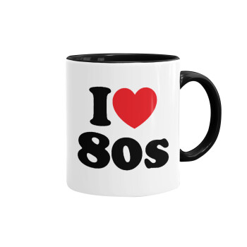 I Love 80s, Mug colored black, ceramic, 330ml