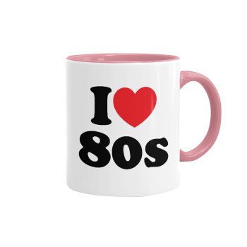 I Love 80s, Κούπα χρωματιστή ροζ, κεραμική, 330ml
