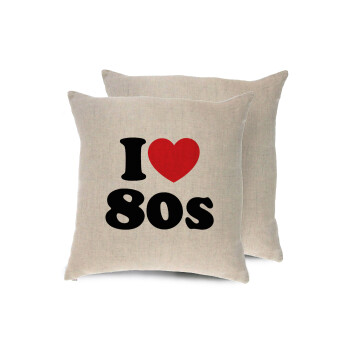 I Love 80s, Μαξιλάρι καναπέ ΛΙΝΟ 40x40cm περιέχεται το  γέμισμα