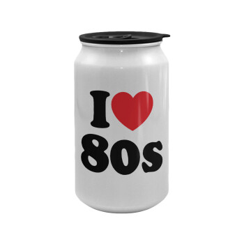 I Love 80s, Κούπα ταξιδιού μεταλλική με καπάκι (tin-can) 500ml