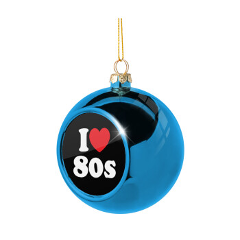 I Love 80s, Blue Christmas tree ball ornament 8cm