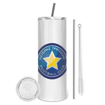 Asteras Tripolis, Eco friendly stainless steel tumbler 600ml, with metal straw & cleaning brush