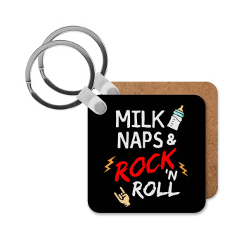 milk naps and Rock n' Roll, Μπρελόκ Ξύλινο τετράγωνο MDF